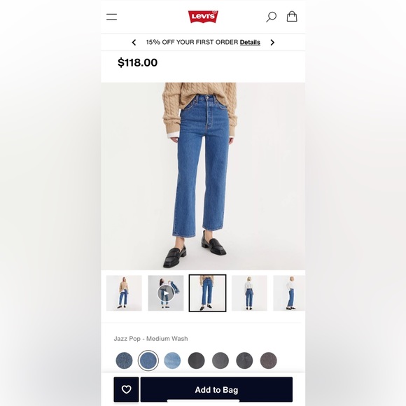 Levi’s Ribcage Jeans in Medium Wash - Picture 1 of 8